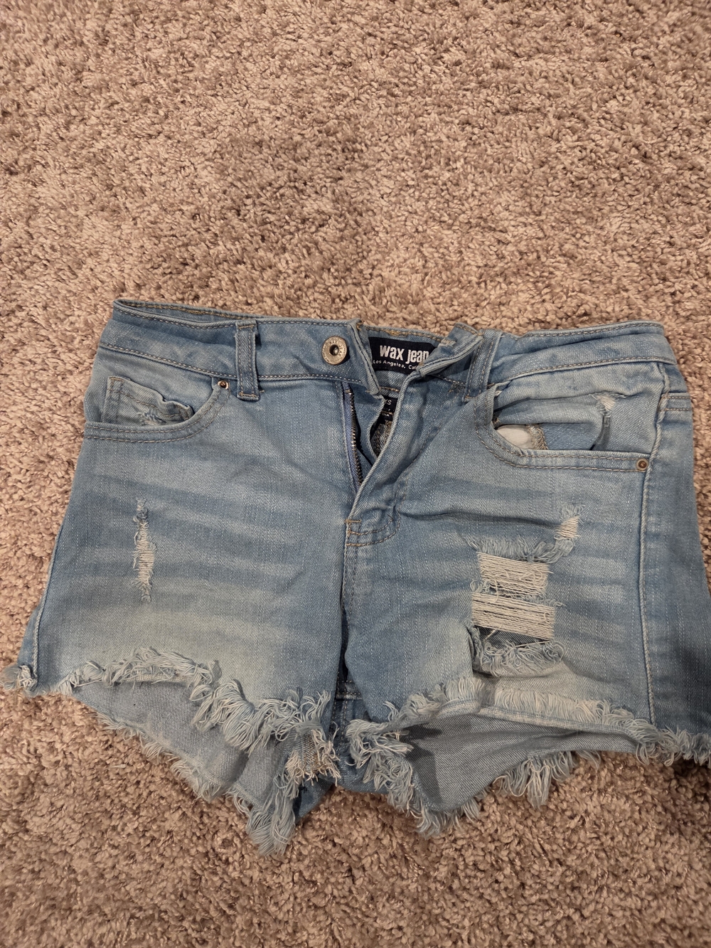 Wax Jean Light Blue Distressed Denim Women’s Shorts
